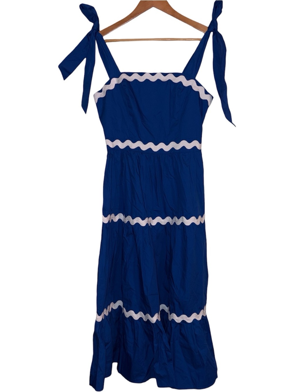 Sugarlips Edith Tiered Midi Dress MEDIUM Blue/White NEW WITH TAGS - Picture 5 of 10